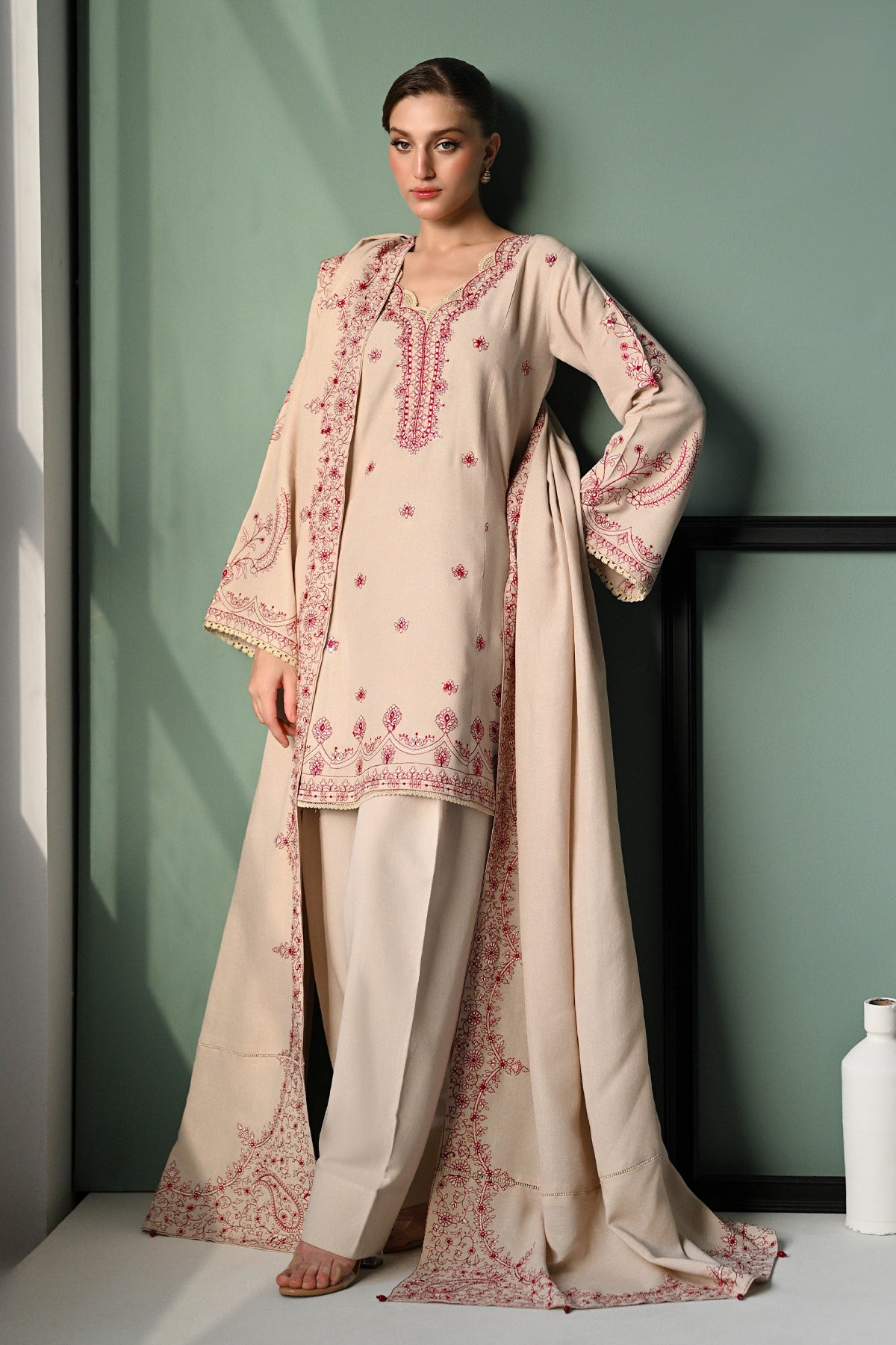 ZAIB-UNSTITCHED 3PC DHANAK EMBROIDERED SUIT-PK-4352
