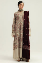 ZARA SHAHJ AHAN-UNSTITCHED 3PC KHADDAR HEAVY EMBROIDERED SUIT-PK-4396