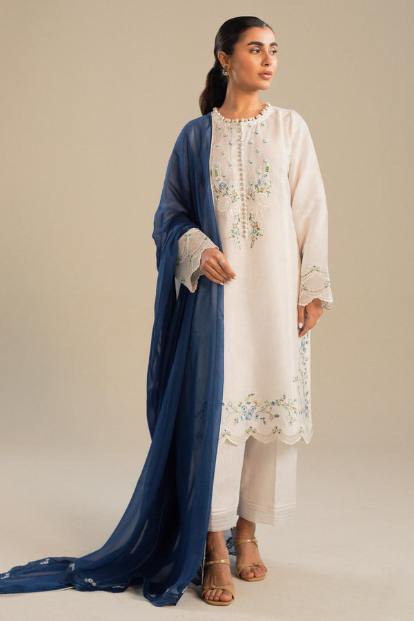 ZARA SHAH JAHAN-UNSTITCHED 3PC DHANAK EMBROIDERED SUIT-PK-4054