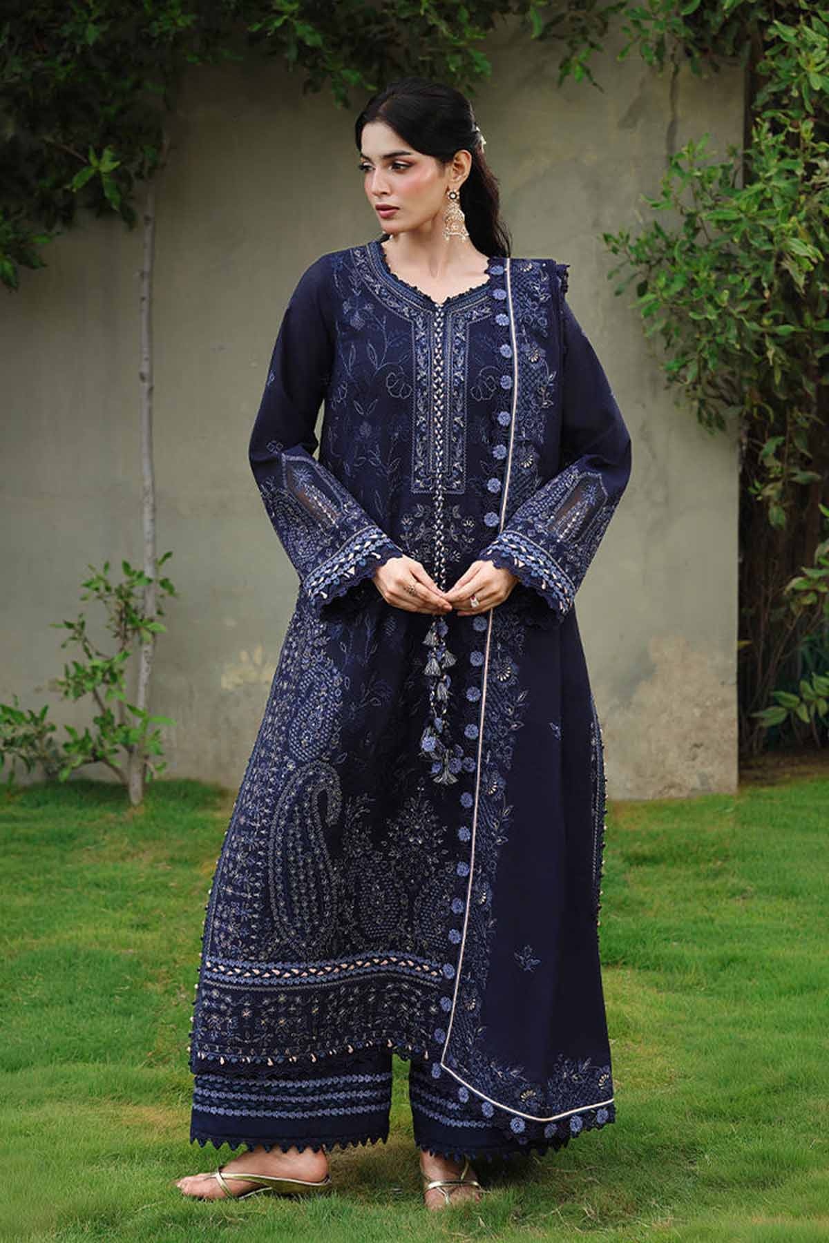 ASIM JOFA-UNSTITCHED 3PC DHANAK EMBROIDERED SUIT-PK-5183