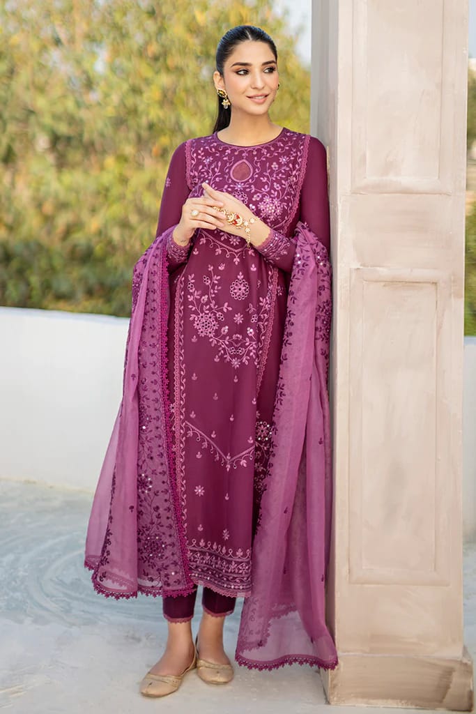 CROSS STITCH - UNSTITCHED 3PC DHANAK EMBROIDERED SUIT- PK-2626