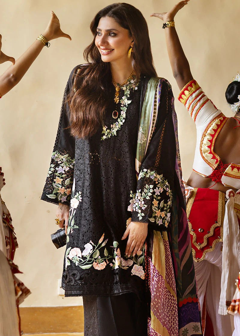 MUSHQ-3PC LAWN EMBROIDERED SHIRT WITH MONARK PRINT DUPATTA AND TROUSER-PK-5624