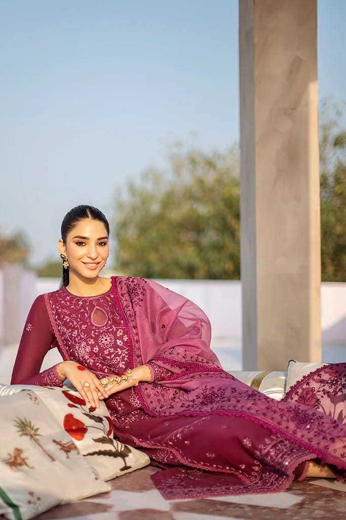 CROSS STITCH - UNSTITCHED 3PC DHANAK EMBROIDERED SUIT- PK-2626
