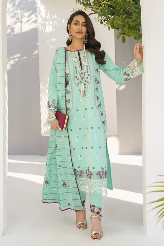 PULK-3PC LAWN EMBROIDERED SHIRT WITH LAWN EMBROIDERED READY TO WEAR DUPATTA-PK-5591