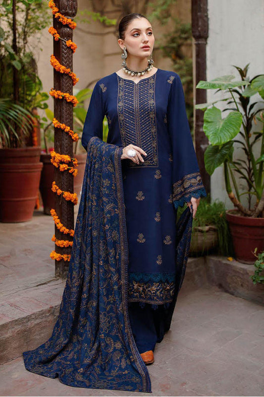 BAREEZE - UNSTITCHED 3PC DHANAK HEAVY EMBROIDERED SUIT-PK-5740