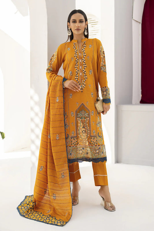 PULK-3PC LAWN EMBROIDERED SHIRT WITH LAWN EMBROIDERED READY TO WEAR DUPATTA-PK-5594