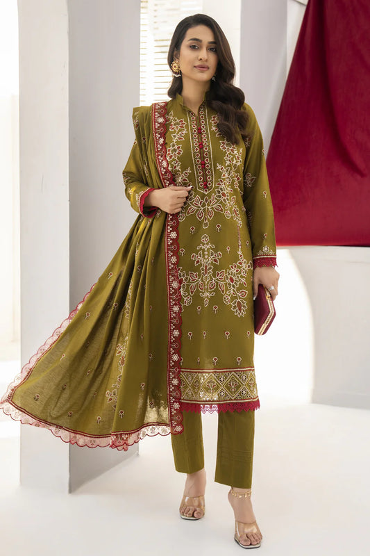 PULK-3PC LAWN EMBROIDERED SHIRT WITH LAWN EMBROIDERED READY TO WEAR DUPATTA-PK-5590