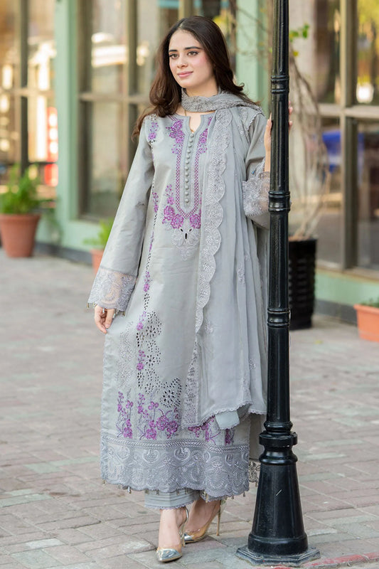 LIBAAS-UNSTITCHED 3PC DHANAK EMBROIDERED SUIT-PK-5743