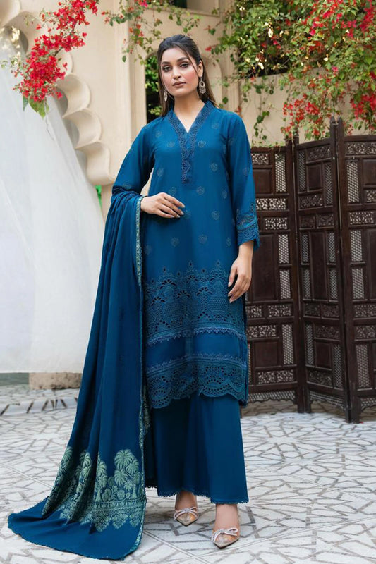 MIRAKHI-3PC LAWN CHIKENKARI EMBROIDERED SHIRT WITH LAWN JACQUARD PRINT DUPATTA-PK-5666