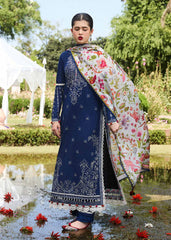 AYAN SAFFANA-3PC VISCOUS EMBROIDRED SHIRT WITH COUTURE PRINT SHAWL AND TROUSER-EP-5331