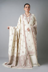 BAREEZE-UNSTITCHED 3PC KARANDI EMBROIDERED SUIT-PK-5254