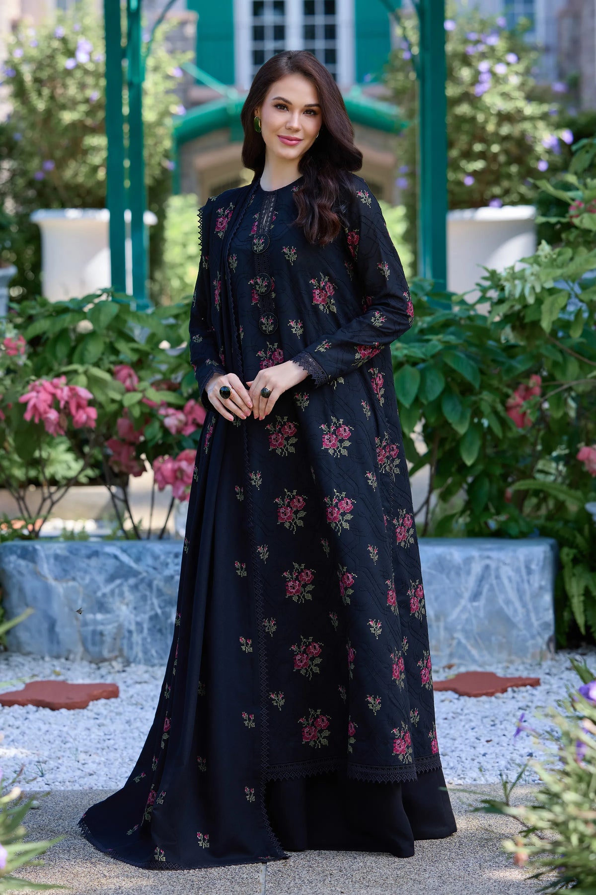 BAREEZE-UNSTITCHED 3PC DHANAK EMBROIDERED SUIT-PK-5296