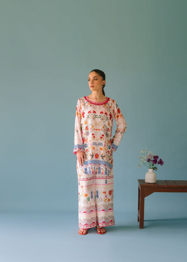 UNSTITCHED-2PC SHAMOZE SILK PRINTED SUIT-PK-2006