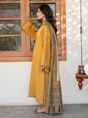 IZEL-UNSTITCHED 3PC DHANAK EMBROIDERED SUIT-PK-4372