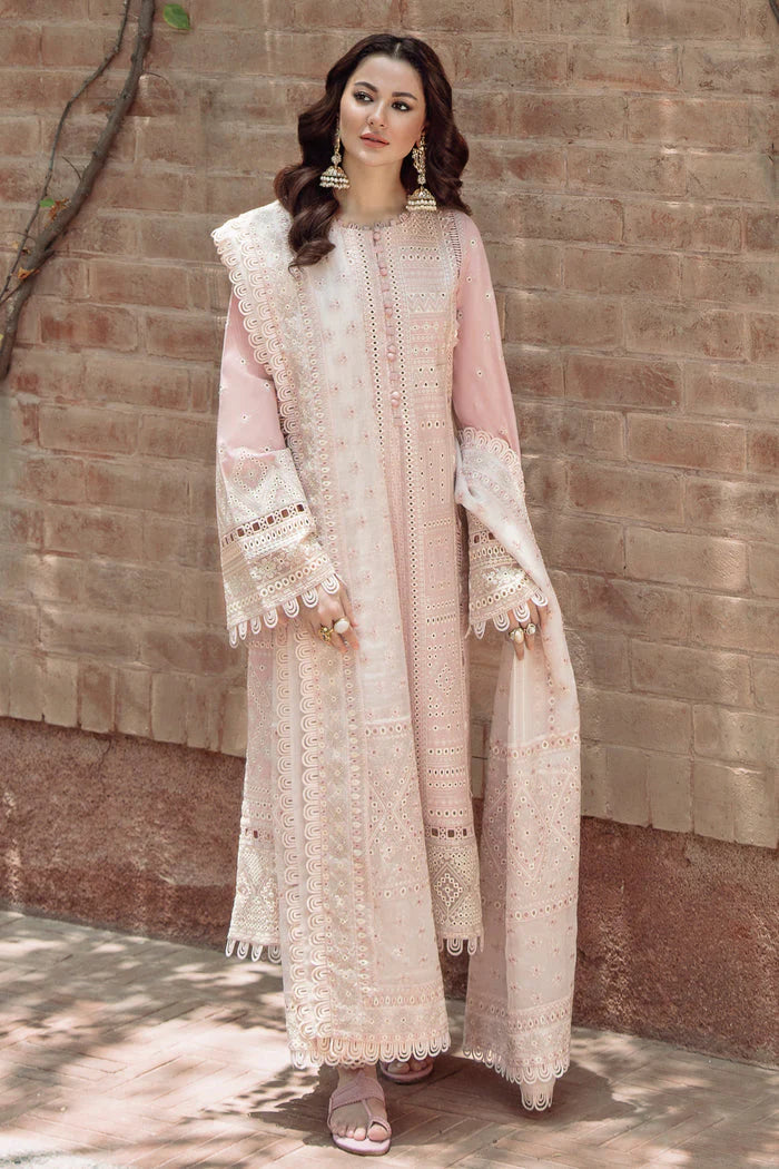 JAZMIN-3PC LAWN CHIKANKARI EMBROIDERED SHIRT WITH MONARK EMBROIDERED DUPATTA AND TROUSER -PK-5631