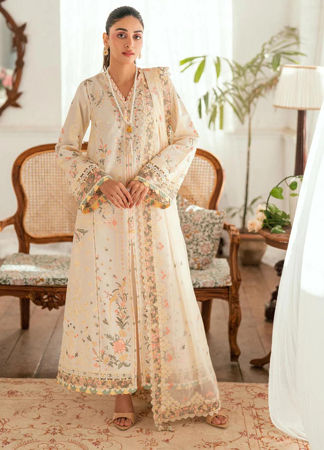 QALAMQAR - UNSTITCHED 3PC LAWN EMBROIDERED SUIT-PK-5731