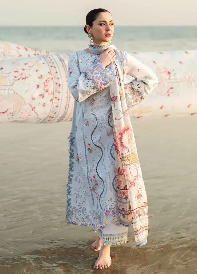 QALAMQAR - UNSTITCHED 3PC LAWN EMBROIDERED SUIT-PK-5733