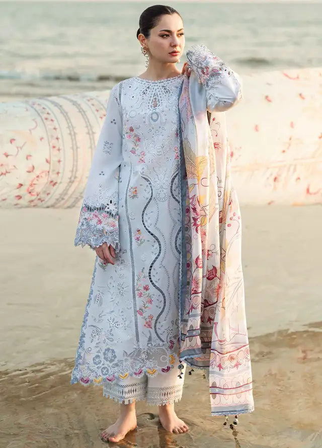 QALAMQAR - UNSTITCHED 3PC LAWN EMBROIDERED SUIT-PK-5733