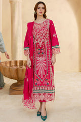 MAHNUR-3PC LAWN LASER EMBROIDERED SHIRT WITH LAWN LASER EMBROIDERED READY TO WEAR DUPATTA-PK-5598