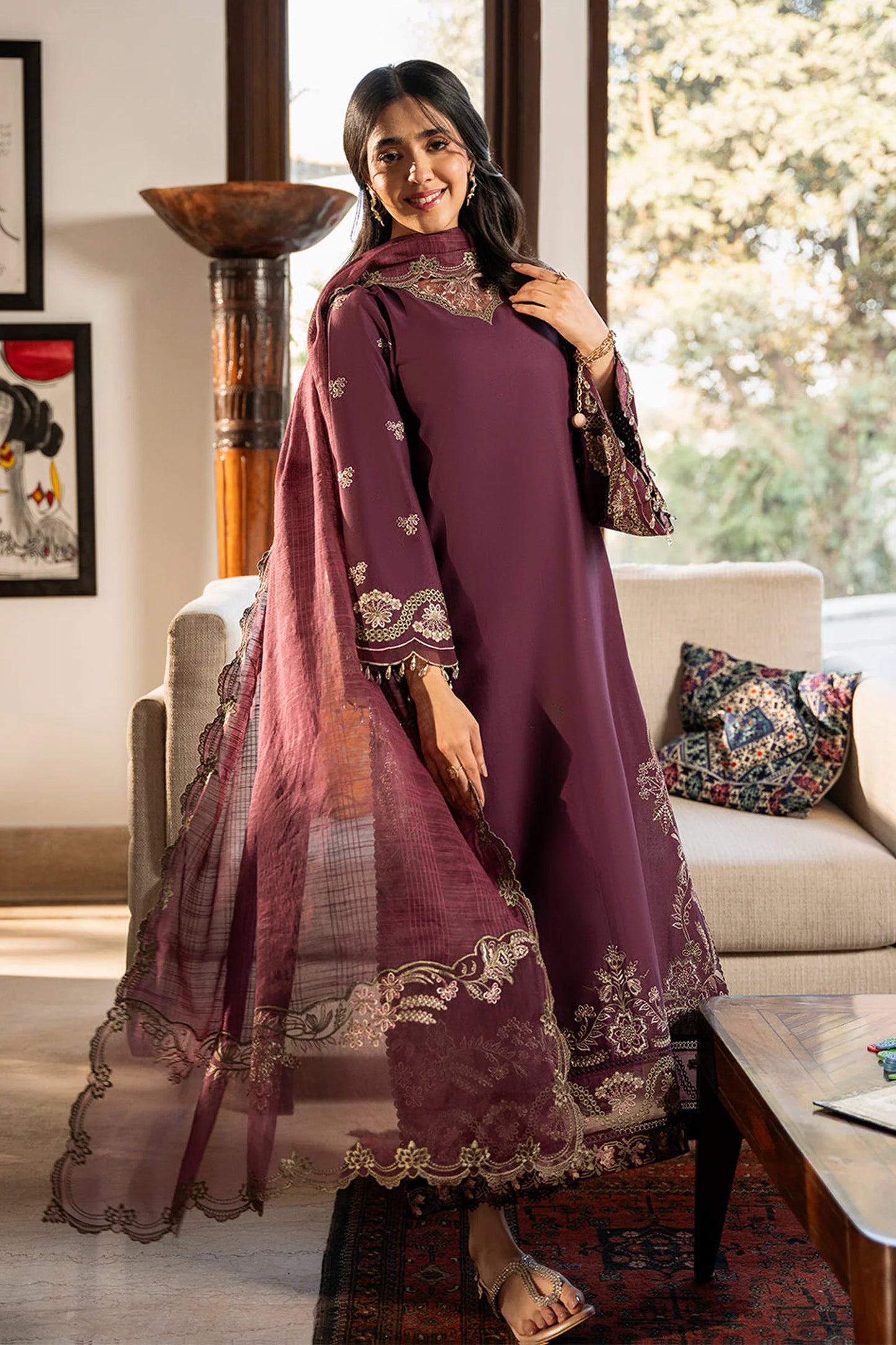 RANG RASIYA - UNSTITCHED 3PC LAWN EMBROIDERED SUIT-PK-5689