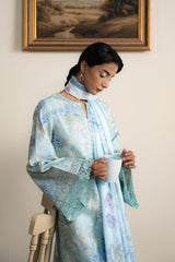 AYZEL-UNSTITCHED 3PC LAWN PRINTED EMB SUIT-PK-043
