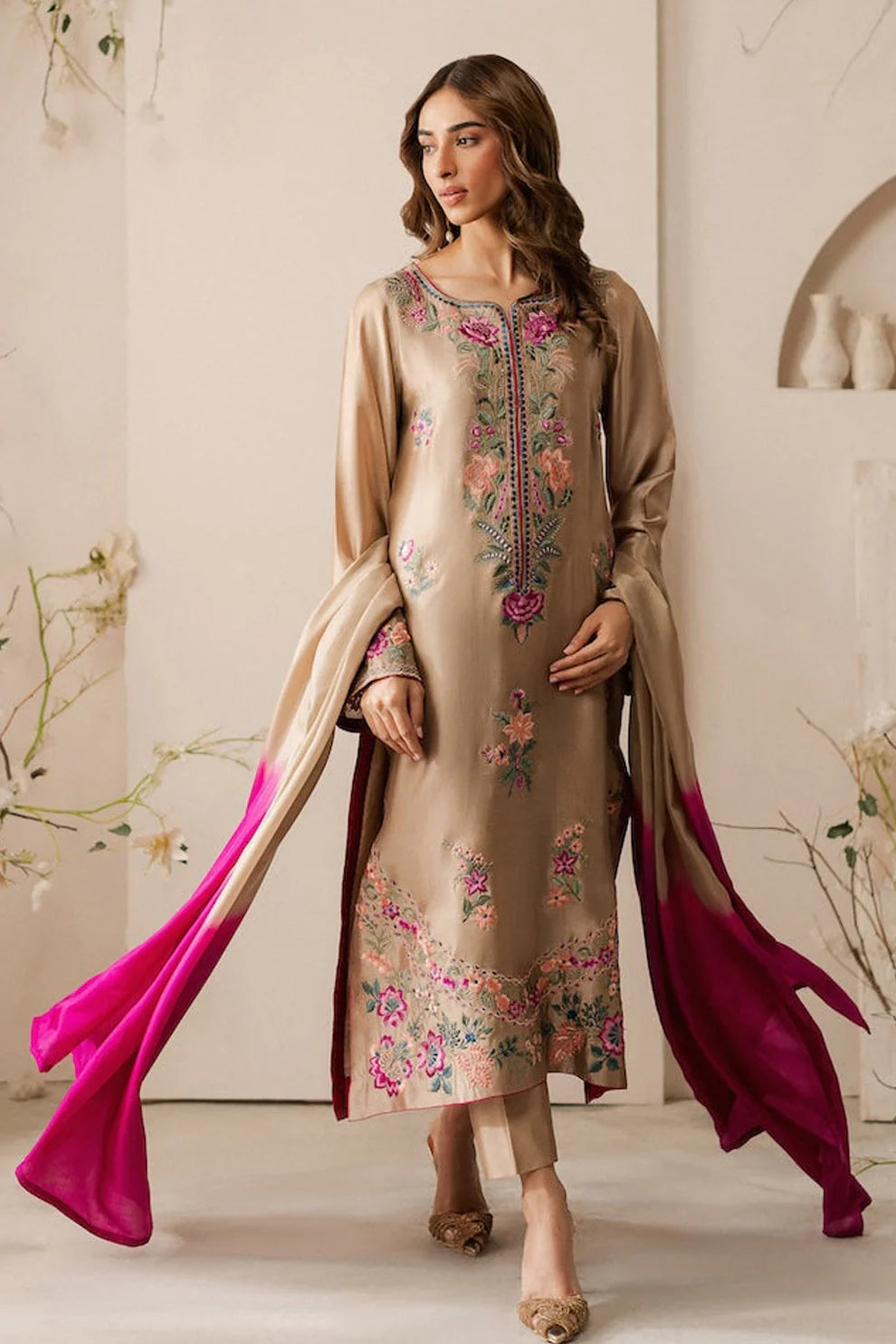 VINTAGE-UNSTITCHED 3PC LAWN EMBROIDERED SUIT-PK-4768