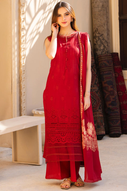 MIRAKHI-3PC LAWN CHIKENKARI EMBROIDERED SHIRT WITH LAWN JAQUARD PRINT DUPATTA -PK-5599